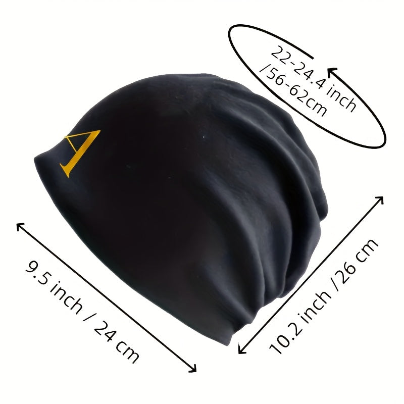 1pc Unisex Soft Beret Hat - Black with Bold 'RAS' Letters, Lightweight Non-Stretchy Fit for Running, Cycling, Streetwear - All-Season Couples Gift (Valentine's Day, Birthdays) - Easy-Care Everyday & Special Occasion Beanie, C