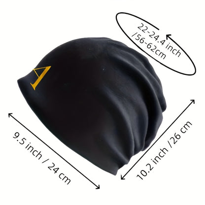 1pc Unisex Soft Beret Hat - Black with Bold 'RAS' Letters, Lightweight Non-Stretchy Fit for Running, Cycling, Streetwear - All-Season Couples Gift (Valentine's Day, Birthdays) - Easy-Care Everyday & Special Occasion Beanie, C