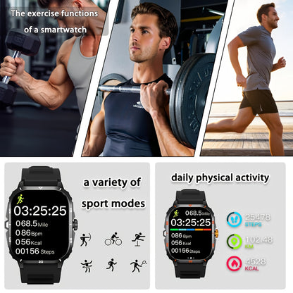 ERUN Smart Watch for Men & Women - 2.01" HD Display, Wireless, Call/Text Alerts, Music Control, Camera Remote, LED Light, Alarm Clock, Calculator, Multiple Sports Modes, Compatible with for iphone & Android, Black Sporty Desi