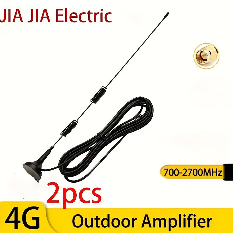 2pcs 4G LTE GSM Antenna, 5dBi, 700-2700MHz, Suction Cup Antenna with SMA Male Connector Signal Booster, Optional Cable Length: 59.06inch