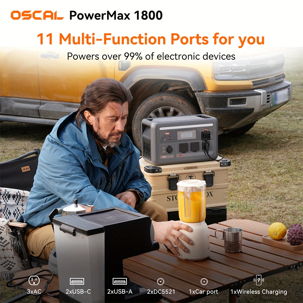 OSCAL PowerMax 1800 Power Station with 200W Solar Panel, 1024Wh Solar Generator, 800W Fast Charging, APP Control Battery Backup for Home, Camping & RVs, Portable Power Station with Solar Panel, Solar Generator with Panels Inc