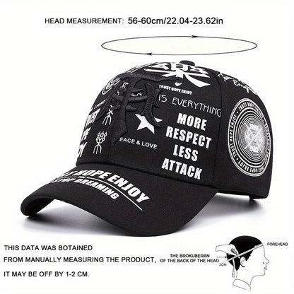 2pcs Baseball Cap & Mask Set - "Trust Hope Enjoy" Inspirational Print, Black with White Text, Adjustable Snapback, Breathable Mesh Back, Perfect for Sports & Casual Wear, Casual Headwear | Trendy Baseball Cap | Comfortable Fi