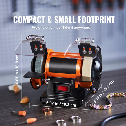 VEVOR Bench Polisher & Buffing Machine for Metal/Jewelry/Wood - With Wool & Abrasive Wheels, 100 Tools, 3590RPM