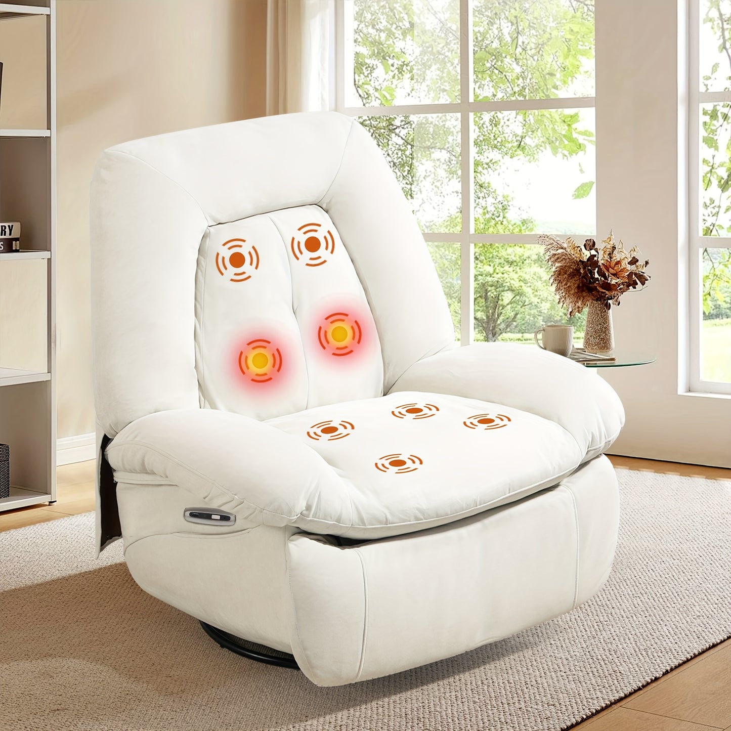 Electric Massage Recliner Chair with Heat - 360° Swivel & Rocking Recliner w/ USB Charging & Storage Pocket(for Christmas Gift)