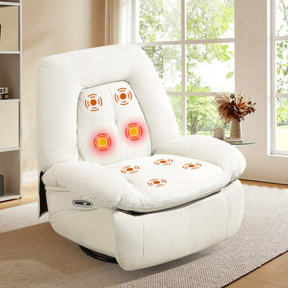 Electric Massage Recliner Chair with Heat - 360° Swivel & Rocking Recliner w/ USB Charging & Storage Pocket(for Christmas Gift)