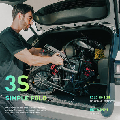 M1 Electric Bike For Adults,35 Miles Range,700W peak motor,20MPH Speed, 48V 20Ah Removable Battery, Dual Disc Brakes, Front And Rear Suspension & Commuter EBike, 14'' all-purpose tire, LCD Mileage Display,, 330lbs Capacity -