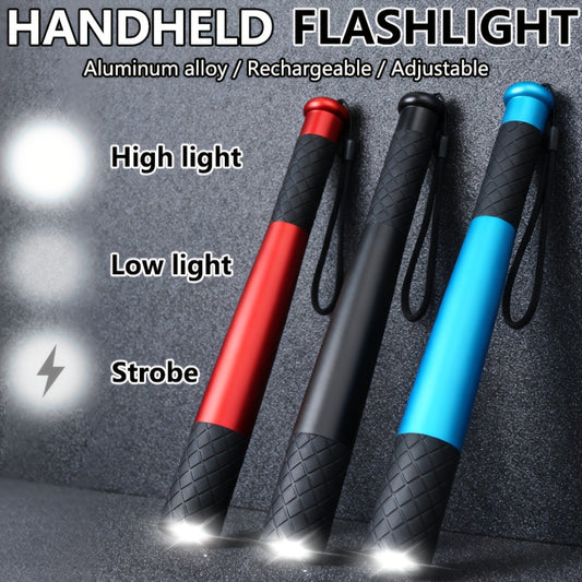 1pc Rechargeable Long-range LED Flashlight - High-brightness light, anti-slip handle and lanyard, durable aluminum alloy body, Type-C charging, 18650 battery, suitable for camping, emergency, gifts, survival tools, survival e
