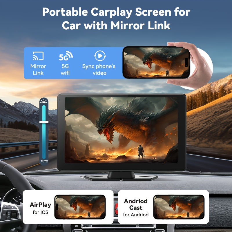 9'' 1080P Carplay Touch Screen | Double Car Stereo, Radio, Mp5 Player, Car Audio Receivers, Supports Mirror Link, Hands Free Call, Bt/Fm/Wireless Remote, Tf/Usb/Aux With Ir Remote Control, Universally Applicable, Usb Charging