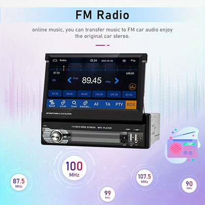 Podofo Wireless Carplayer - Single Din Car Stereo - 7 Inch HD Flip Out Touchscreen Car Radio - with Wireless Car Player Android Auto, Wireless, Type-C/USB/TF/AUX, SWC, FM, Voice Control, Backup Camera