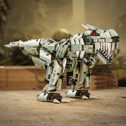 Green Dinosaur Mech Building Toy Model Creative 2-in-1 Dinosaur Robot Model Assembly Building Blocks Toy Set Transformable into Two Forms Desktop Ornament Halloween Christmas New Year Gift 1000+ Pieces Children Teens 6+
