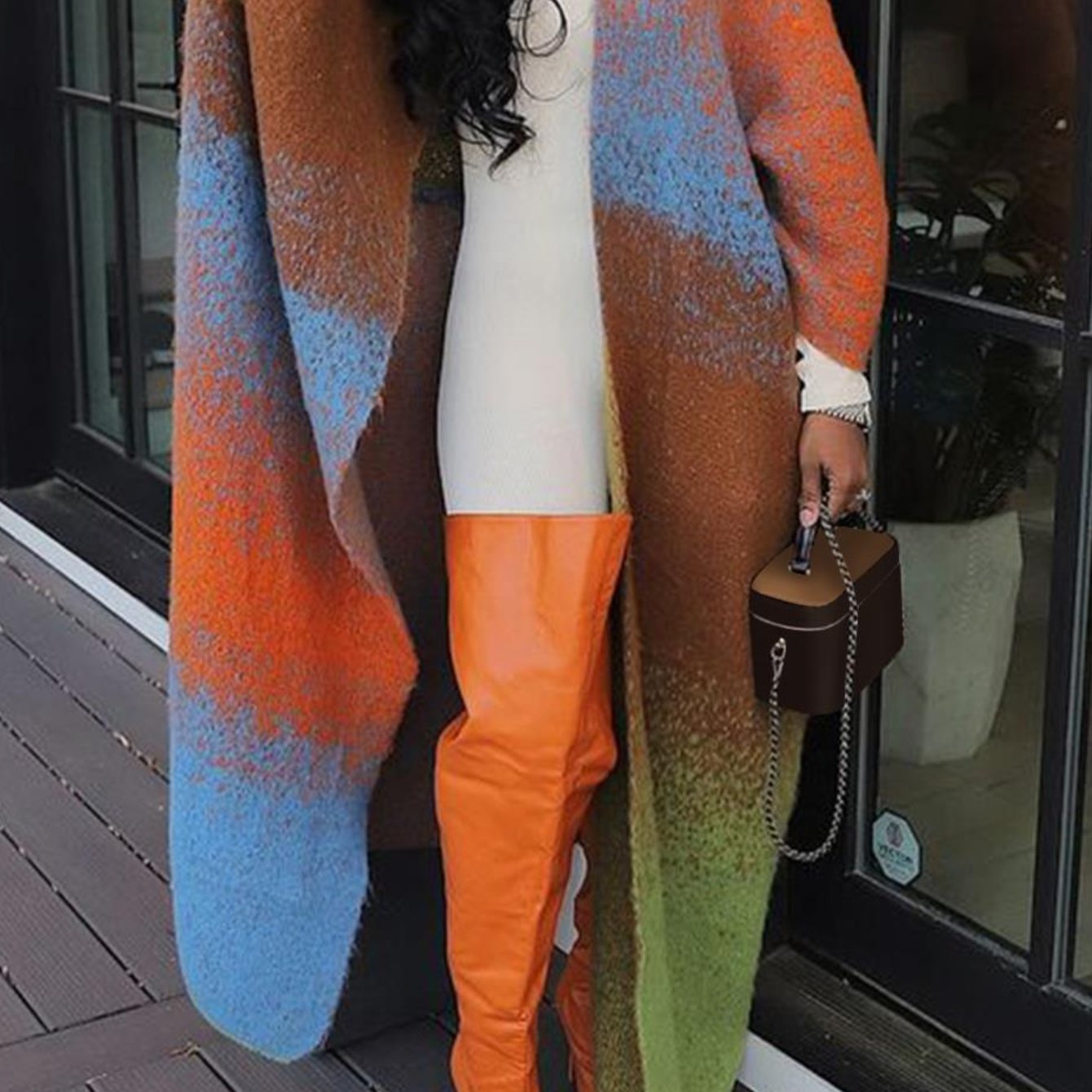 [Casual Street Coat] 1 Color Gradient Long Cardigan Coat Lady | Artistic Casual Design, Suitable for Street and Autumn Wear Occasions.