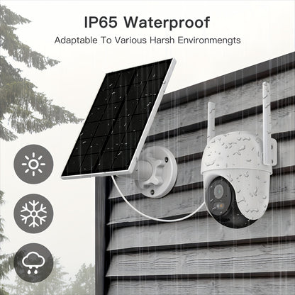 4PC Solar Powered Outdoor Wireless Security Camera 1296P FHD, 3MP FHD Video Resolution Battery Powered CCTV Camera For Home Security Cloud/SD 2.4GHz WiFi AI Motion Detection Spotlight IP65 Waterproof Color Night Vision 2-Way