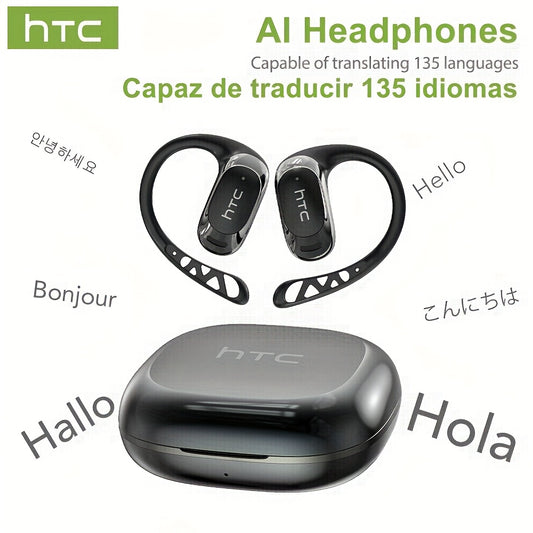 1pc HTC NE28 Open-Source OWS Translation Earbuds with 6.0 Low Latency, Wireless, USB Charging, Battery, 5W Power for Learning, Sports, Work, OWS Translation Earbuds, Learning Audio, Sleek Earbuds, Modern Design, Durable Earbu