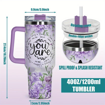 1pc Personalized Name & Motivational Quote Tumbler 40oz with Lid - Custom Stainless Steel Cup, Insulated for Hot/ Drinks, Custom Name/Date/Message Gift for /Men, Birthdays, Christmas, Valentines, Teachers, Coworkers
