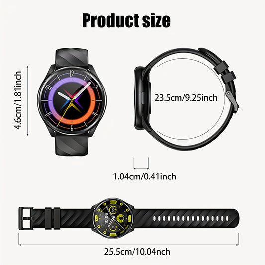 QTLJJBY Round wireless call smart sports watch, 1.46 inch HD full screen touch display, fitness tracker, IPX8, 7 days of battery life, long standby, with information push, female function, multiple sports modes (pedometer, ca