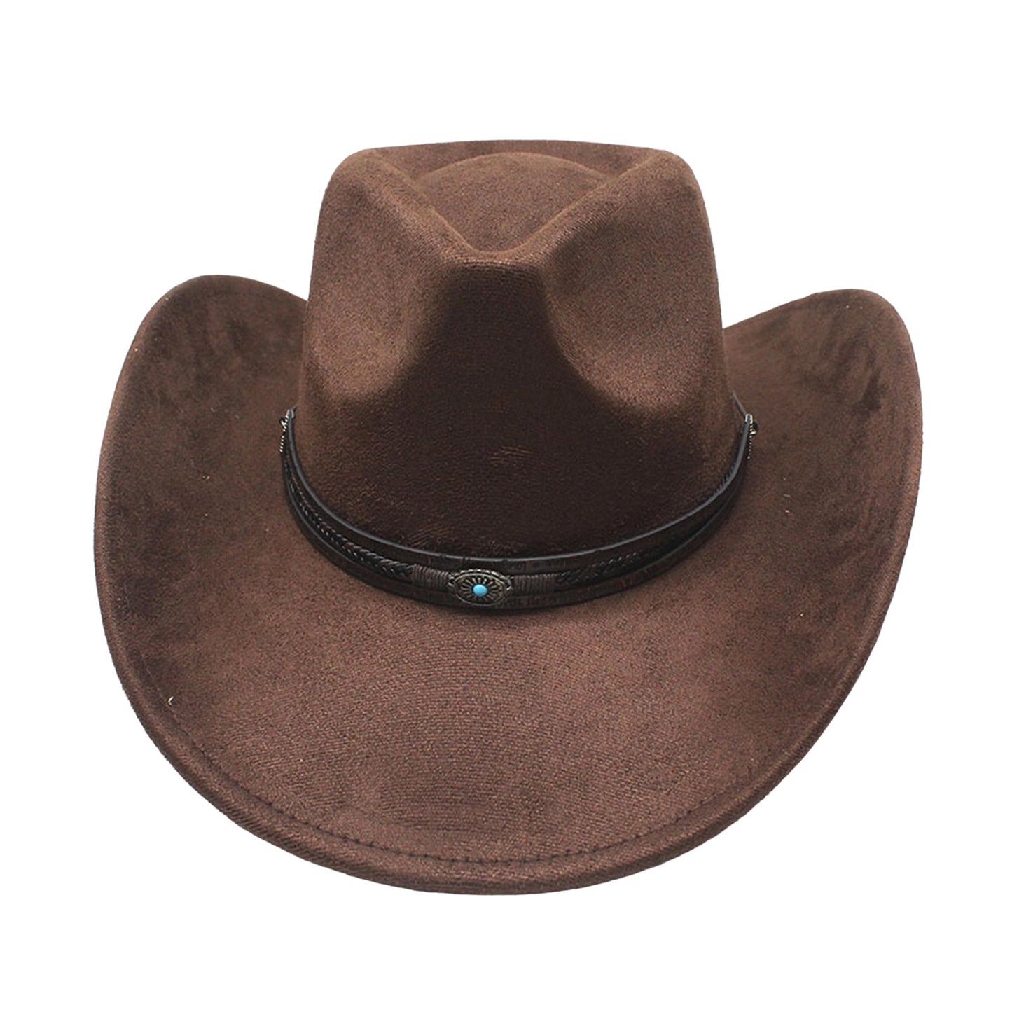 Women Men Western Hat Stylish Decorative Belt Felt Cowgirl Hat Wide Brim Jazz Cap | Ideal for Daily Life and Party, Suede Material, Dry Clean Only