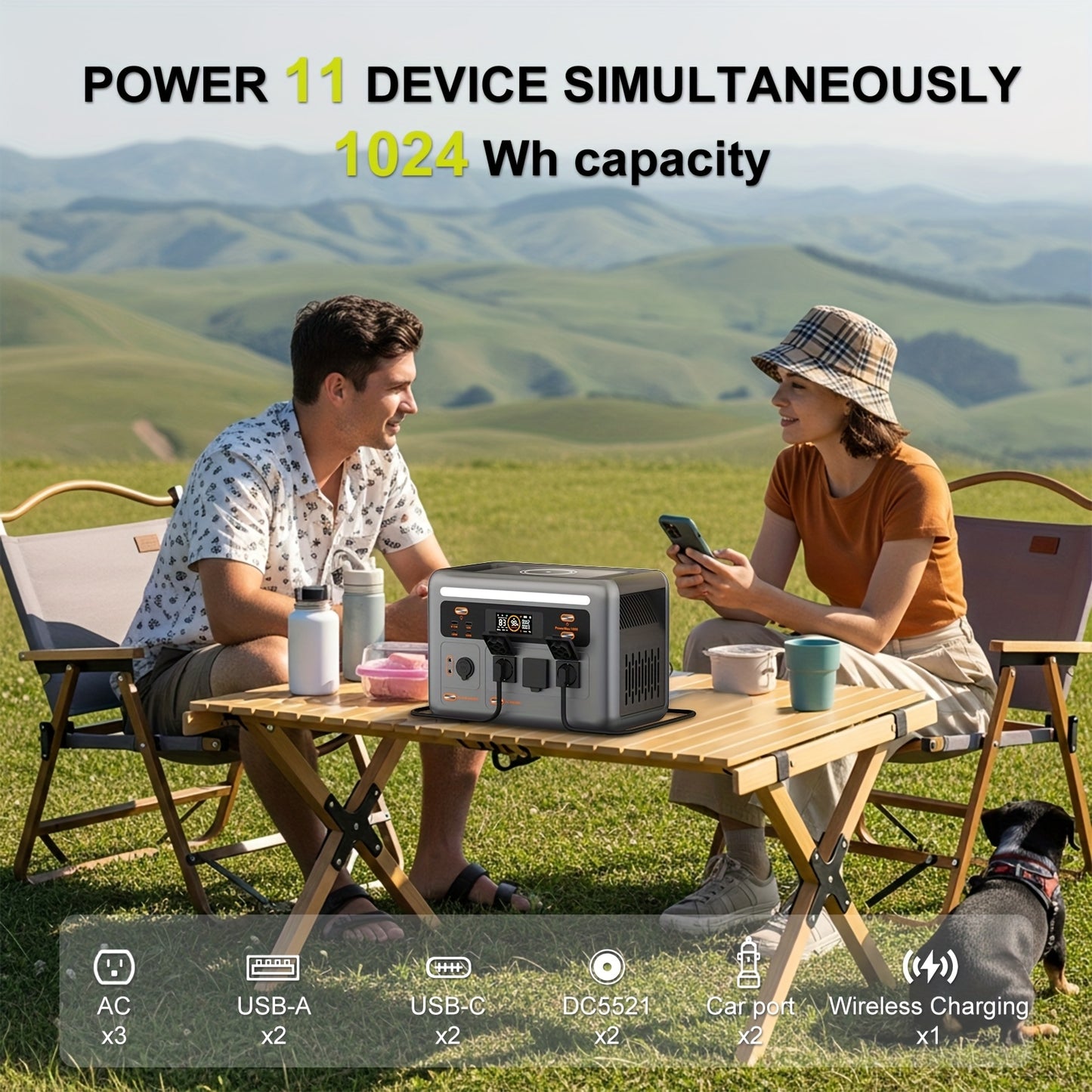 (2025 New)OSCAL 1800 Solar Generator with 500W Solar Panel PowerMax 1800, 1024Wh LiFePO4 Battery Generator with 3 AC Outlets (3200W Surge), 700W AC Charging, APP Control Power Station for Home Backup Plus Bonus 30w Solar Pane
