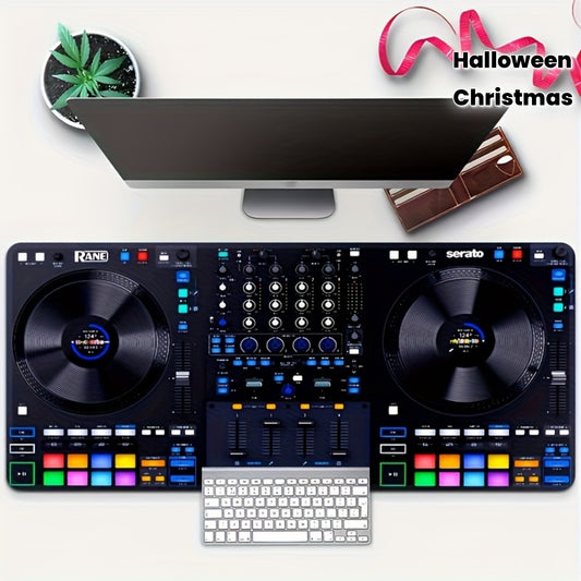 Large DJ Console Design Mouse Pad - Mouse Pads for Desk - Non-Slip Rubber Base - Precision Stitched Edges - HD Printed DJ Mixing Interface & Turntables - Ideal for Office, Home Decor, Gaming - Christmas, Thanksgiving, Hallowe