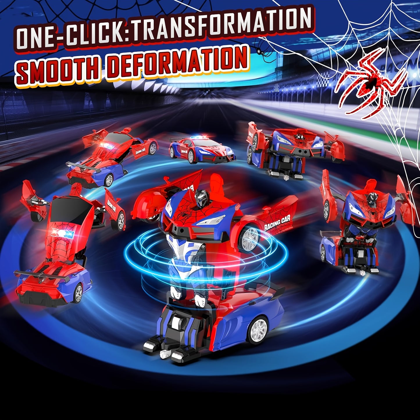 Convert remote control car toys, rechargeable batteries, 2.4GHz remote control car with one-click transformation, fast 360-degree rotating robot - the perfect gift for children