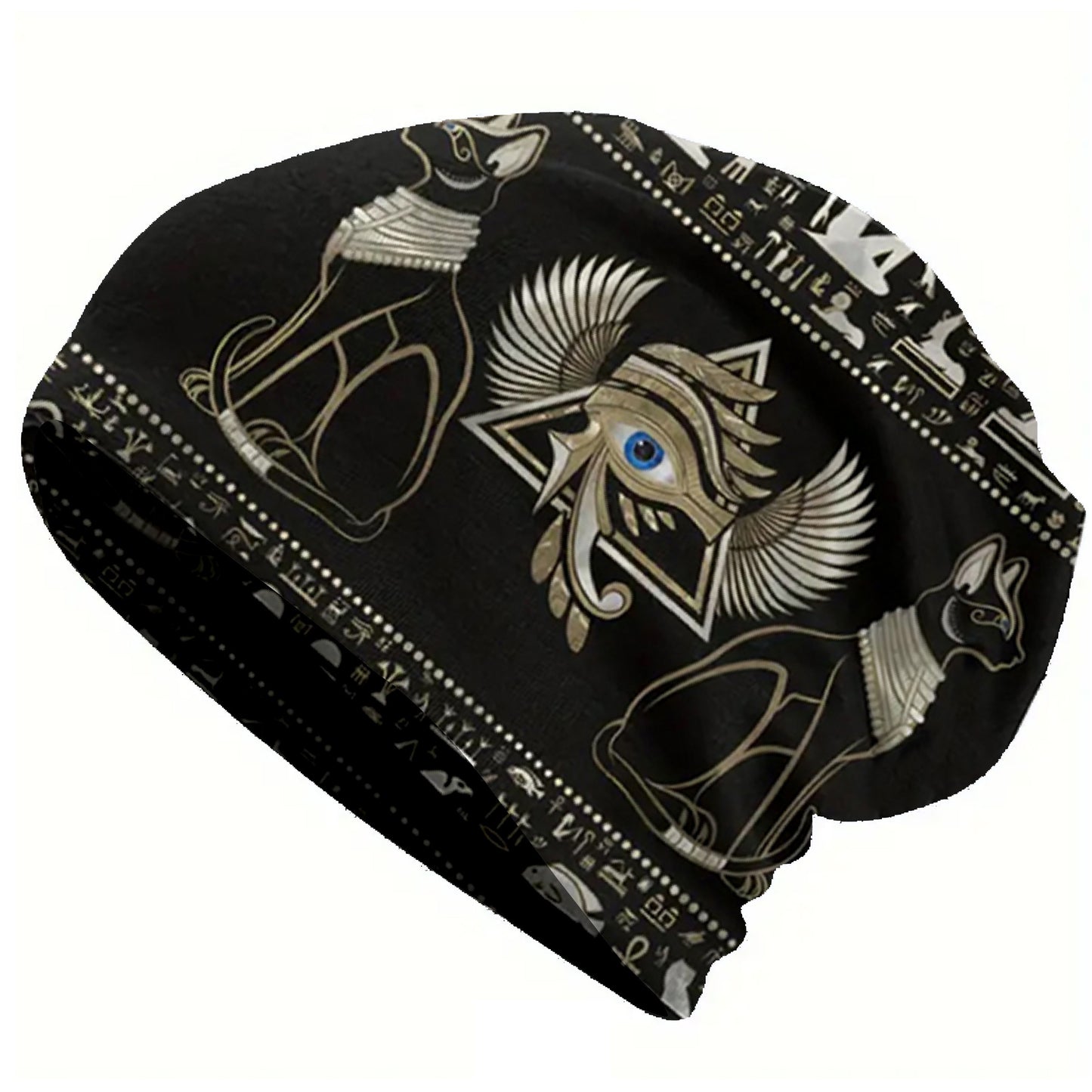 1pc Egyptian Thin Hat Hip Hop Hat Men's Warm Ancient Egyptian brimless beanie Retro floral print Fashion print thief hat - Fashionable men - Warm, durable and fashionable - Iconic artwork design