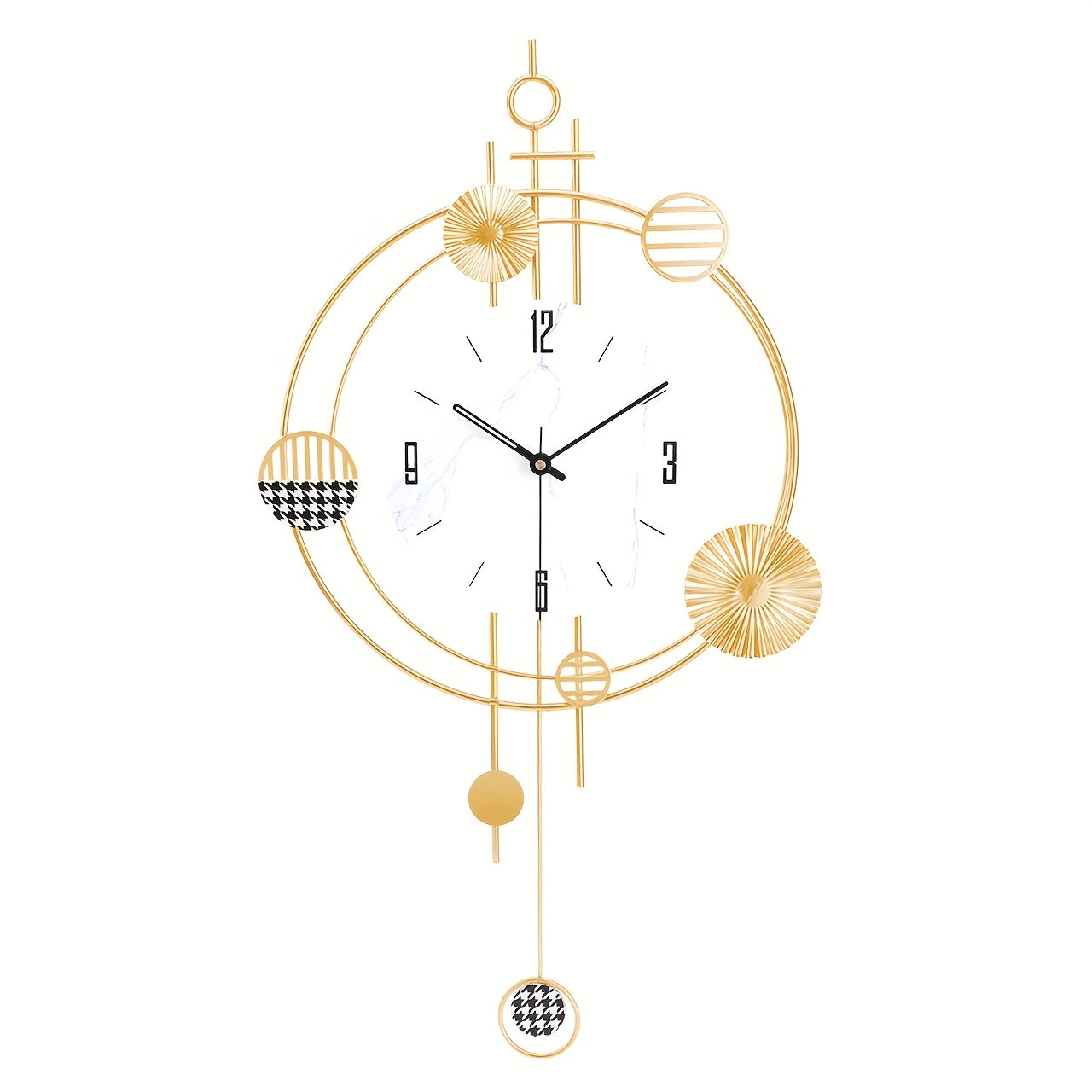 1pc Modern Minimalist Large Wall Clock with Black & Golden Face - Large Easy-to-Read White Hands, Black/White/Golden Iron Frame, Quiet Sweep Movement, Shut-Off, - for Home, Office, Restaurant Decor - Elegant Modern Home Decor