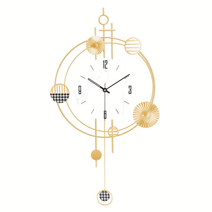 1pc Modern Minimalist Large Wall Clock with Black & Golden Face - Large Easy-to-Read White Hands, Black/White/Golden Iron Frame, Quiet Sweep Movement, Shut-Off, - for Home, Office, Restaurant Decor - Elegant Modern Home Decor