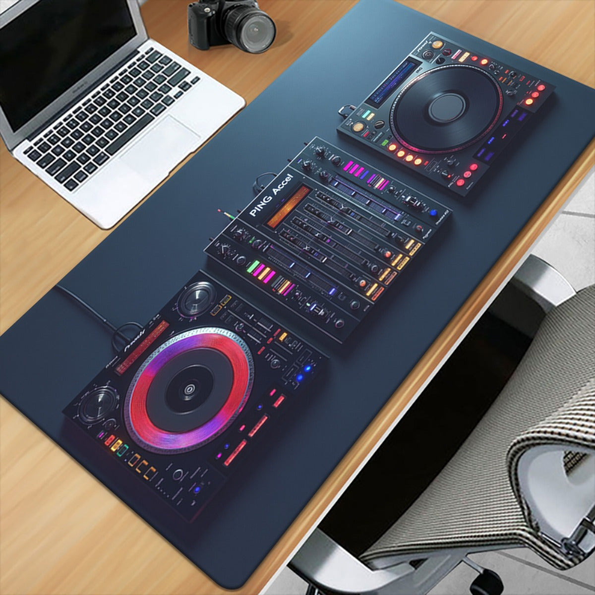 1pc XXL DJ Equipment Design Gaming & Office Mouse Pad - Non-Slip Rubber Base, Multi-Functional Large Desk Mat for Studio Setup, Computer Workstation, Music Production Decor, Desk Accessories for Gamers, Sturdy Construction