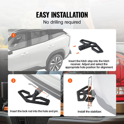 VEVOR Hitch Step for 2" Receiver Universal Trailer Tow Rear Bumper Guard Steel Arrow/elbow type