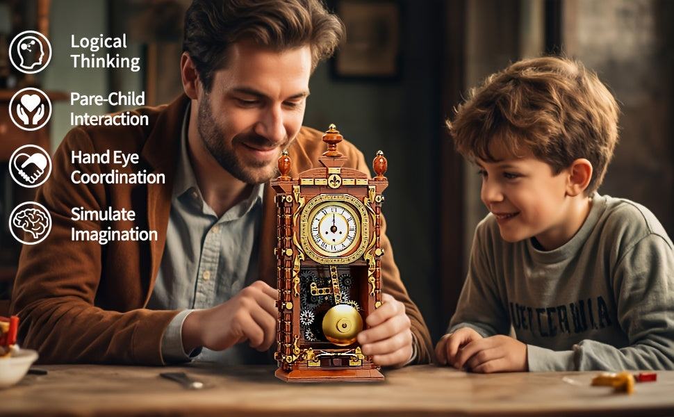 700+pcs Creative Clock Model • Building Blocks Set • Retro Swaying Clock • Alarm Function • Desktop Decor • Gift for Ages 6+