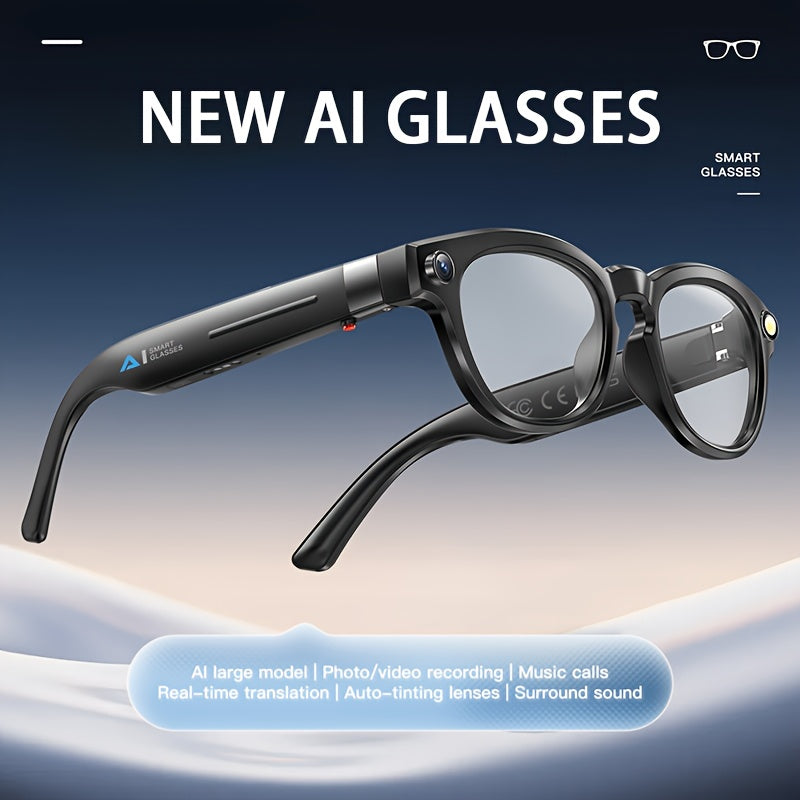 AI Smart Glasses with Camera - Wireless Wireless Smart Glasses, 4K Video Recording, Built-in Mic, AI Translation, Music Playback, Wireless Calls, App Control, Compatible with Smartphone/Tablet/App - for Content Creation, Gami