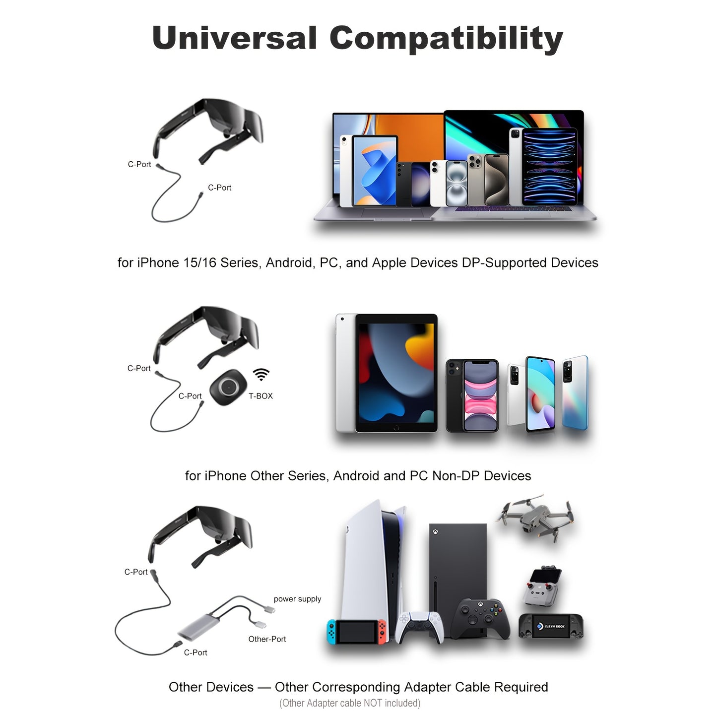 TQSKY T1 AR Smart Glasses | Portable Personal Cinemas | 150'' OLED HD Displays | Dual Speaker Audios | Perfect for Travel, Flight & Home Theater, Travel Entertainment, Portable Cinema, Lightweight Glasses, Sleek Design, Advan