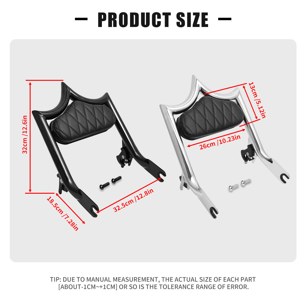 Motorcycle Sissy Bar with Skull Design, Thickened Steel, Compatible with Harley Touring CVO Road Street Glide Road King 2009-2024