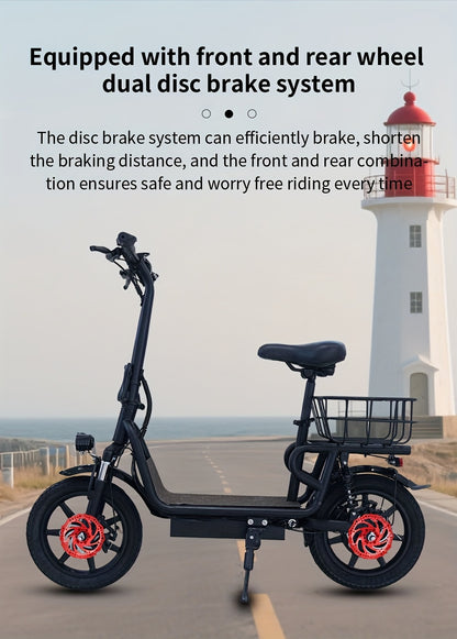 Folding Electric Scooter - 350W Motor, Portable Electric Scooter for Urban Use, 6AH/7.5AH Lithium Batteries, 25km Range & 25km/h Top Speed, 12"/14" Inflatable Tires, Front/Rear Disc Brakes+ Rear E-Brake, 264.55LB Max Load, Su