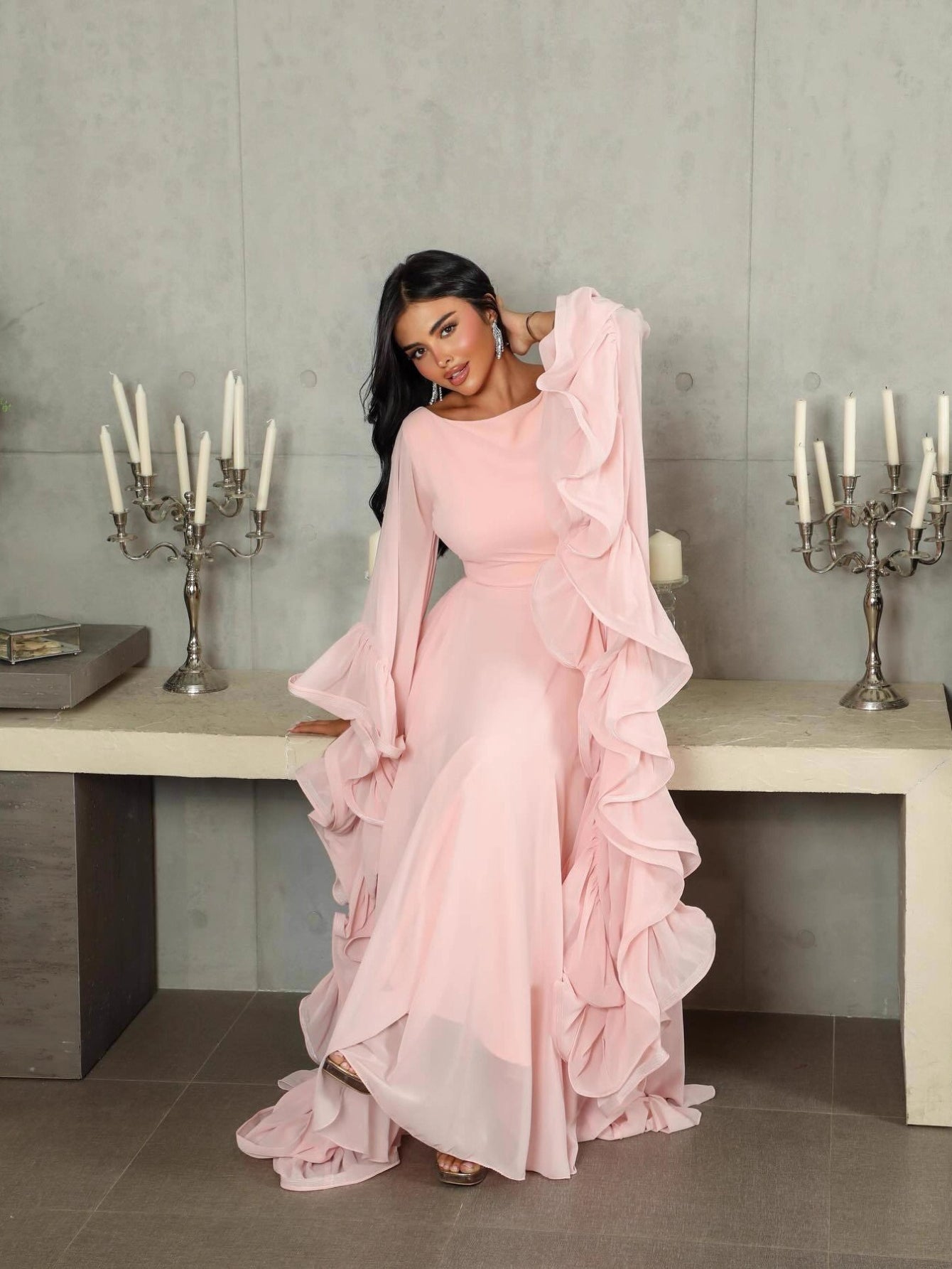 Flared Puff Tulle Dress Evening Gown