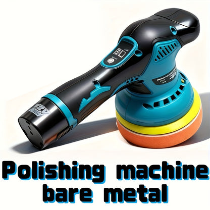 BOURVILL Cordless Car Polisher, Car Polishing Kit, with Battery, 8 Gears, Up to 5000 RPM, 5-inch Grinding Screen Button, for Car Detailing/scratch Removal
