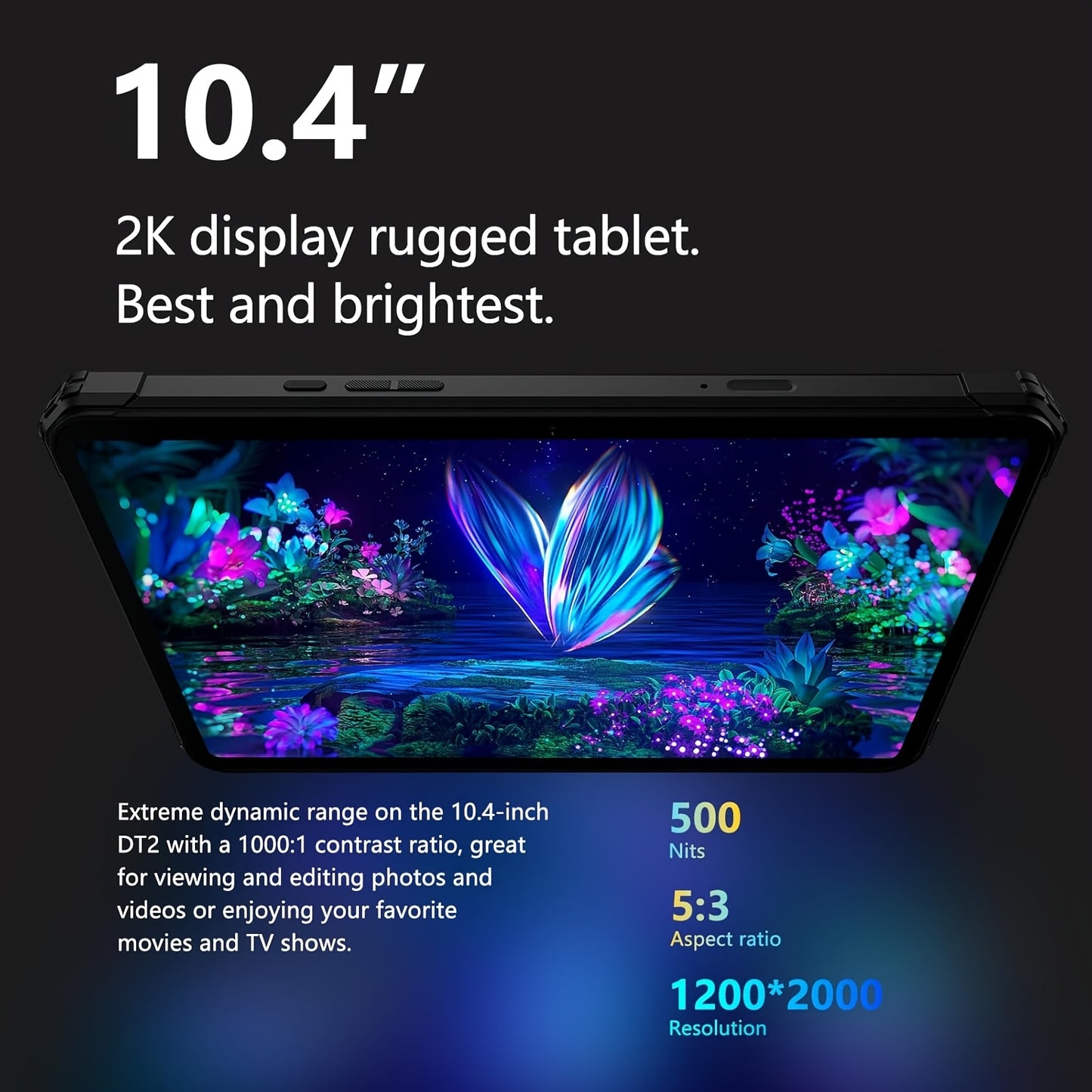 FOSSiBOT DT2 10.4-inch Android Tablet with 4G LTE/WiFi 6, 22000mAh, 2K Display, Quad-Speaker, Compatible for Face/Fingerprint Unlock, Camping Light, Rugged Tablet for Outdoor, Streaming, Gaming (ROM/RAM upgraded from initial)
