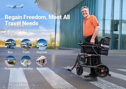 100% Carbon Fiber Electric Wheelchair 28lbs Ultra-Light Foldable No Assembly Required Dual Batteries 28-Mile Range All-Terrain Capable And FAA Approved