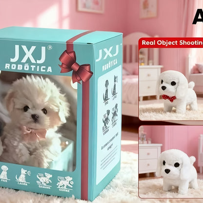 2025 Realistic Robot Dog - Interactive Walking, Barking, Expressive Eyes And Soft Plush - No Need For Batteries, Button Control For Home And Office Companions Or Gifts - Ideal Choice For Adults And Teenagers, Cute Animal Biom