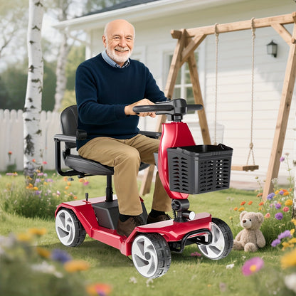 250W Motor+15 Mile Range! FSA/HSA Four Wheel Mobility Scooter, with A 260 Pound Weight Capacity And Foldable Design, Comes with A Front Facing Shopping Basket, Making It Easy to Shop with Just One Click!