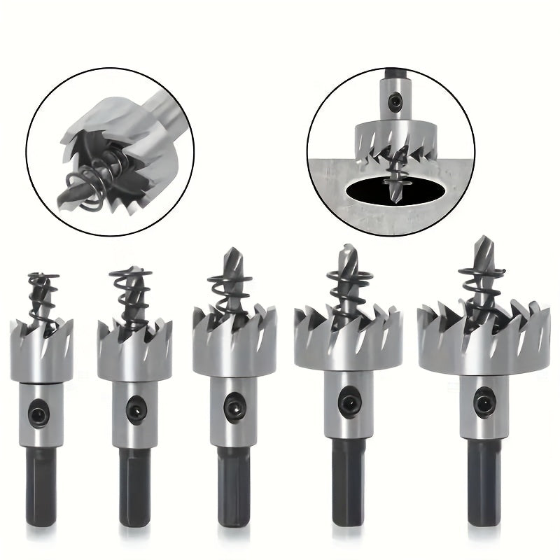 BUFF STACK FULL 5pcs HSS Drill Bits with Wrench - High-Speed Steel, Rust-Proof, Precision Sizes (16mm-30mm) for Metal & Stainless Steel - Ideal for Professional Sheet Metal Work, Drill Bits for Steel, Metalworking Drill Bits