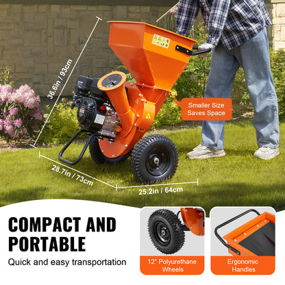 VEVOR Wood Chipper Shredder Mulcher 7HP Heavy Duty Gas Powered 3” 212cc/ 420cc, 4.1kw/4.1kw