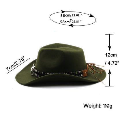 Men's & Women's Western Cowboy Hat with Tweed Jazz - Wide Brim Felt for all-Weather, Non-Textile Durable Design, Black for horseback Riding, Festivals, Ranch - Unisex Cowboy/Cowgirl