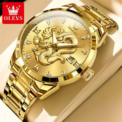 OLEVS New Luxury Business Luminous Quartz Stainless Steel Watches for Men Original Top Brand Fashion Men'S Wrist Watches Golden Trend High Quality Best Selling Men'S Watches, Fashion Watches for Men, Mechanical Watches for Me