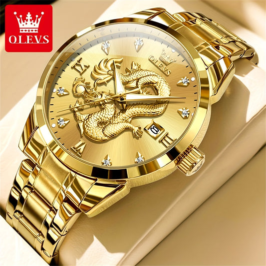 OLEVS New Luxury Business Luminous Quartz Stainless Steel Watches for Men Original Top Brand Fashion Men'S Wrist Watches Golden Trend High Quality Best Selling Men'S Watches, Fashion Watches for Men, Mechanical Watches for Me