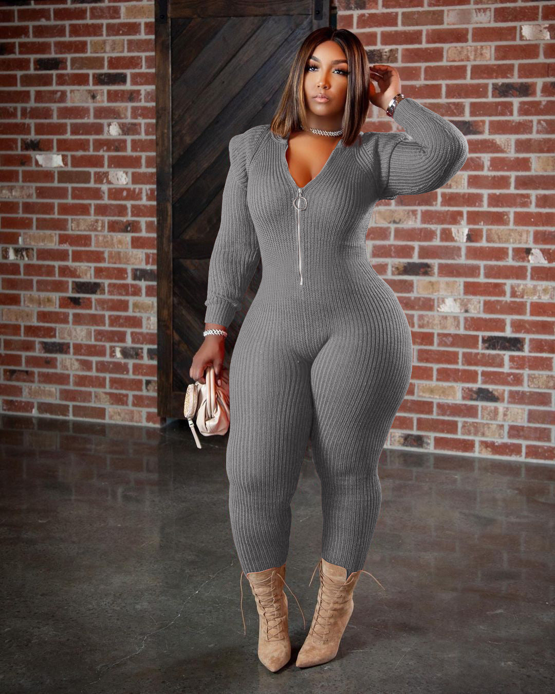 HERTALK Women Fashion Imitation Padded Shoulder Hooded Jumpsuit | Casual Fall/Winter Style with Off the Shoulder Collar, Long Sleeve, Ruffle Details, Palazzos Hem