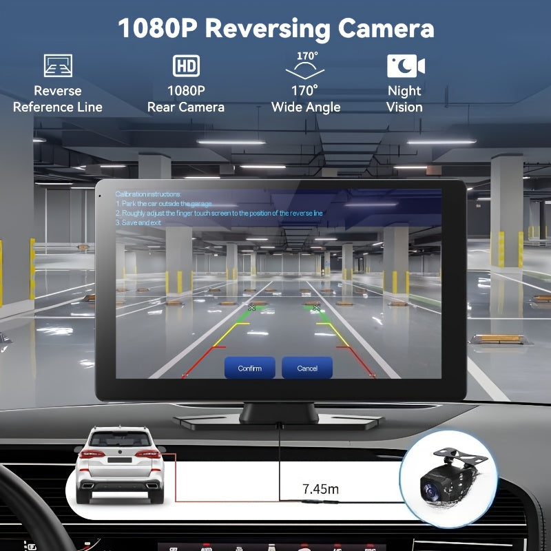 9'' 1080P Carplay Touch Screen | Double Car Stereo, Radio, Mp5 Player, Car Audio Receivers, Supports Mirror Link, Hands Free Call, Bt/Fm/Wireless Remote, Tf/Usb/Aux With Ir Remote Control, Universally Applicable, Usb Charging