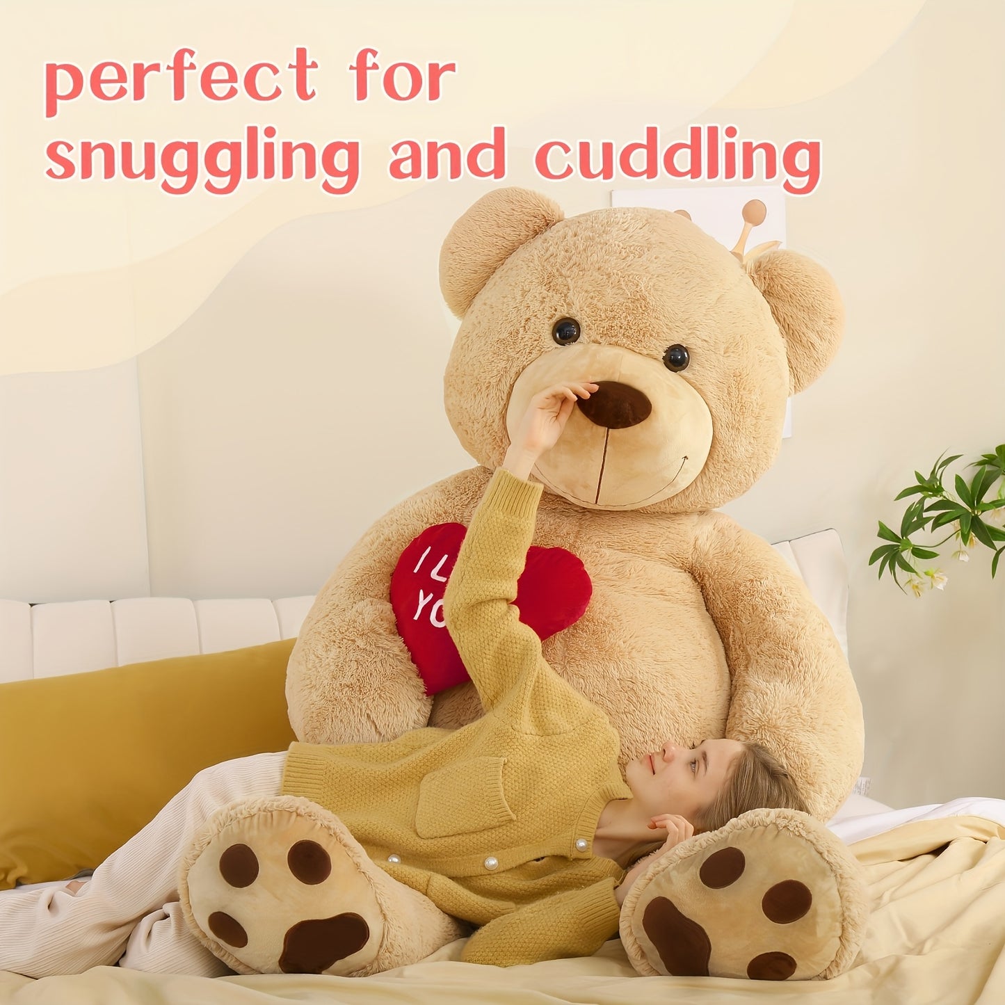 Giant Teddy Bear 6ft Stuffed Animals - "I Love You"Red Heart Jumbo Human Size Teddy Bear for Girlfriend, Boyfriend, Wife, Lover-Birthday, Anniversary, Valentines, Or Long Distance