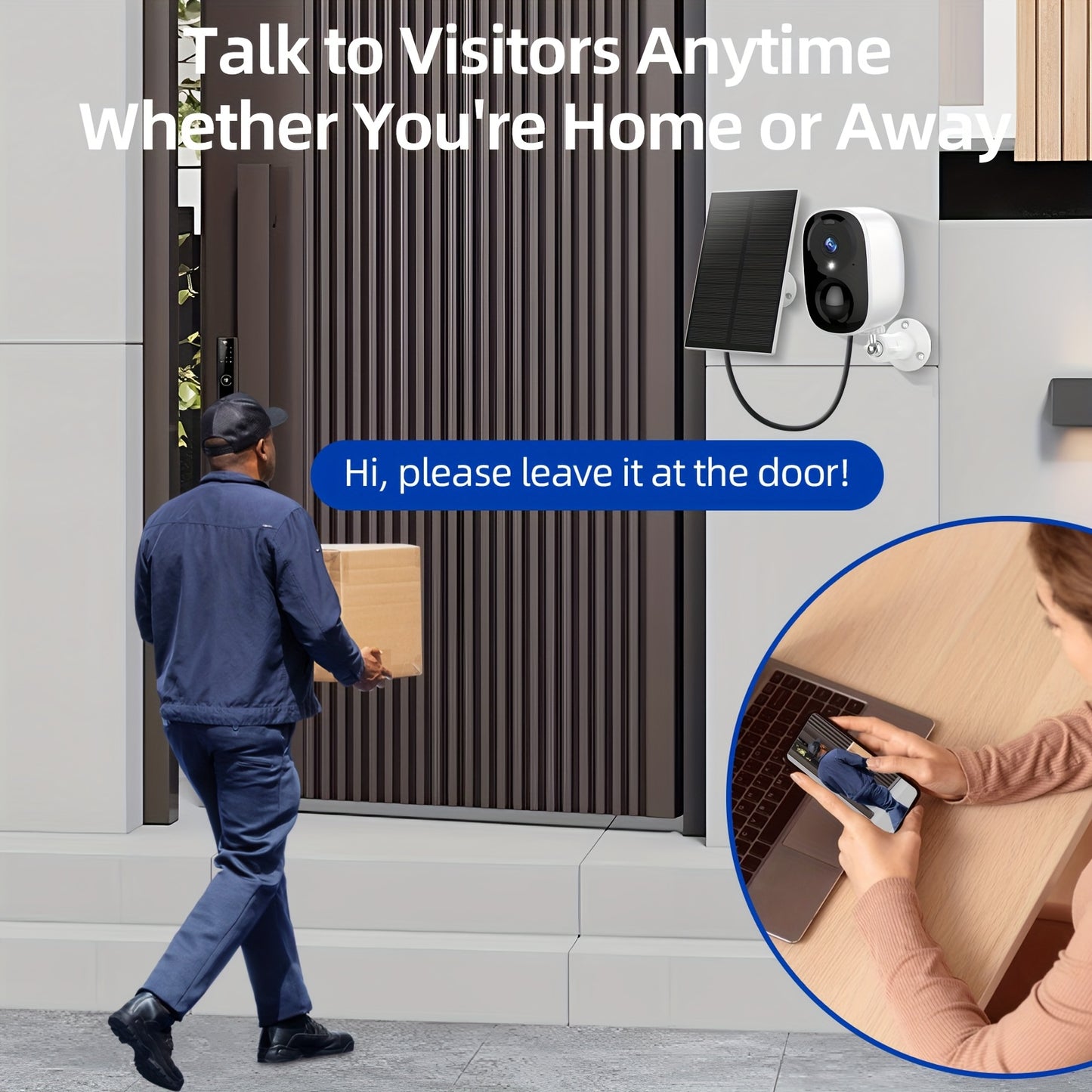 5pcs Wireless Outdoor Security Camera System with AI Motion Detection, Two-Way Talk, Color & Night Vision, PTZ (Pan/Tilt/Zoom), Waterproof IP66, Battery & USB-Powered, Lithium Battery Suitable for /Office/Business Surveillanc