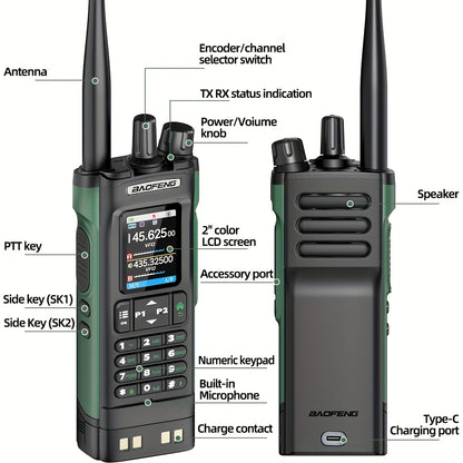 BAOFENG UV-32 Walkie Talkie GPS 10W Long Range Handheld NOAA Weather Receiver Rechargeable Walkie Talkies With GPS, AM, Copy Frequency, USB-C Rechargeable Battery Two Way Radio For Camping Hinking