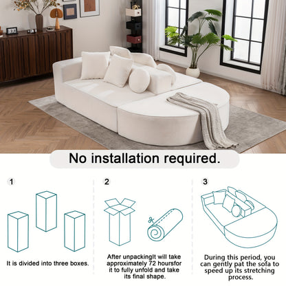 Modular Foam Sofa - No Assembly Required, Easy to Move, Modern Fabric Sofa with No Frame, Deep-Seated Design, Plush Cushions, Memory Foam Filling